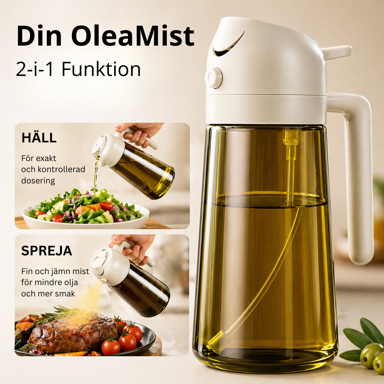 OleaMist - 2-i-1 Oljeflaska & Spray