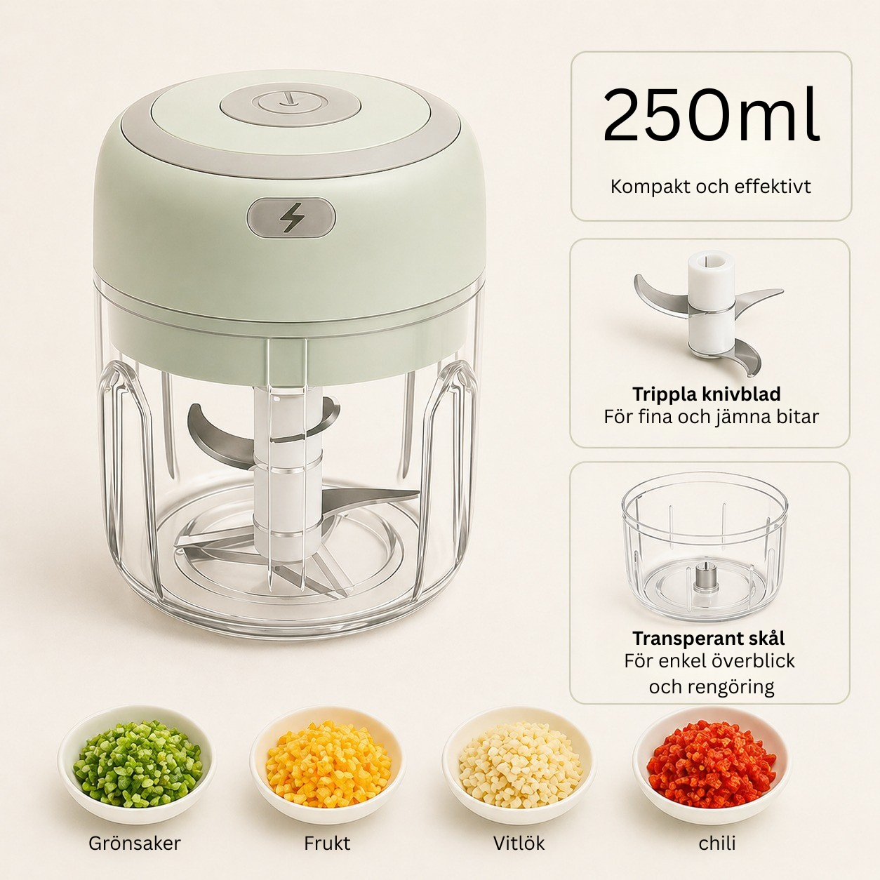 Mini Chopper - Hacka på 5 sek
